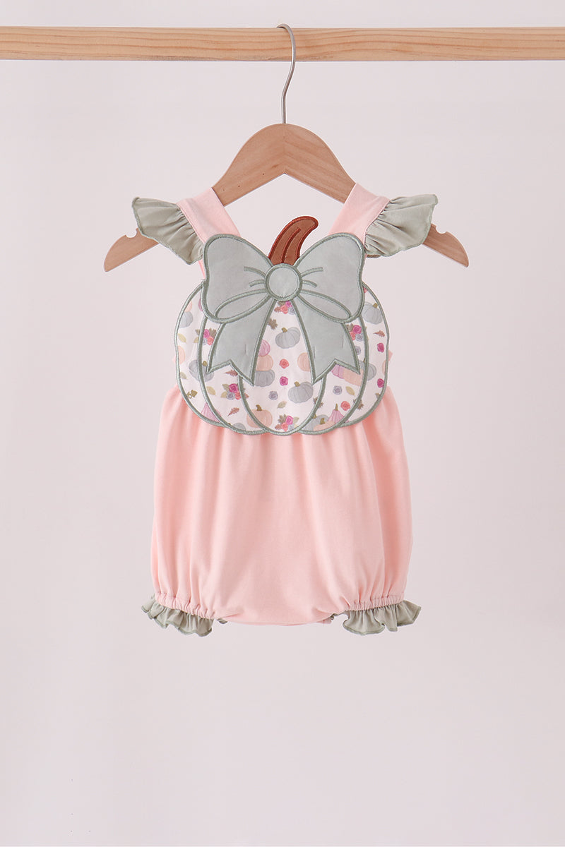 Pumpkin bow applique ruffle bubble