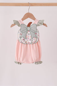 Pumpkin bow applique ruffle bubble
