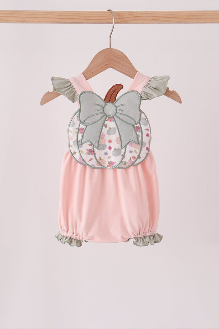 Pumpkin bow applique ruffle bubble