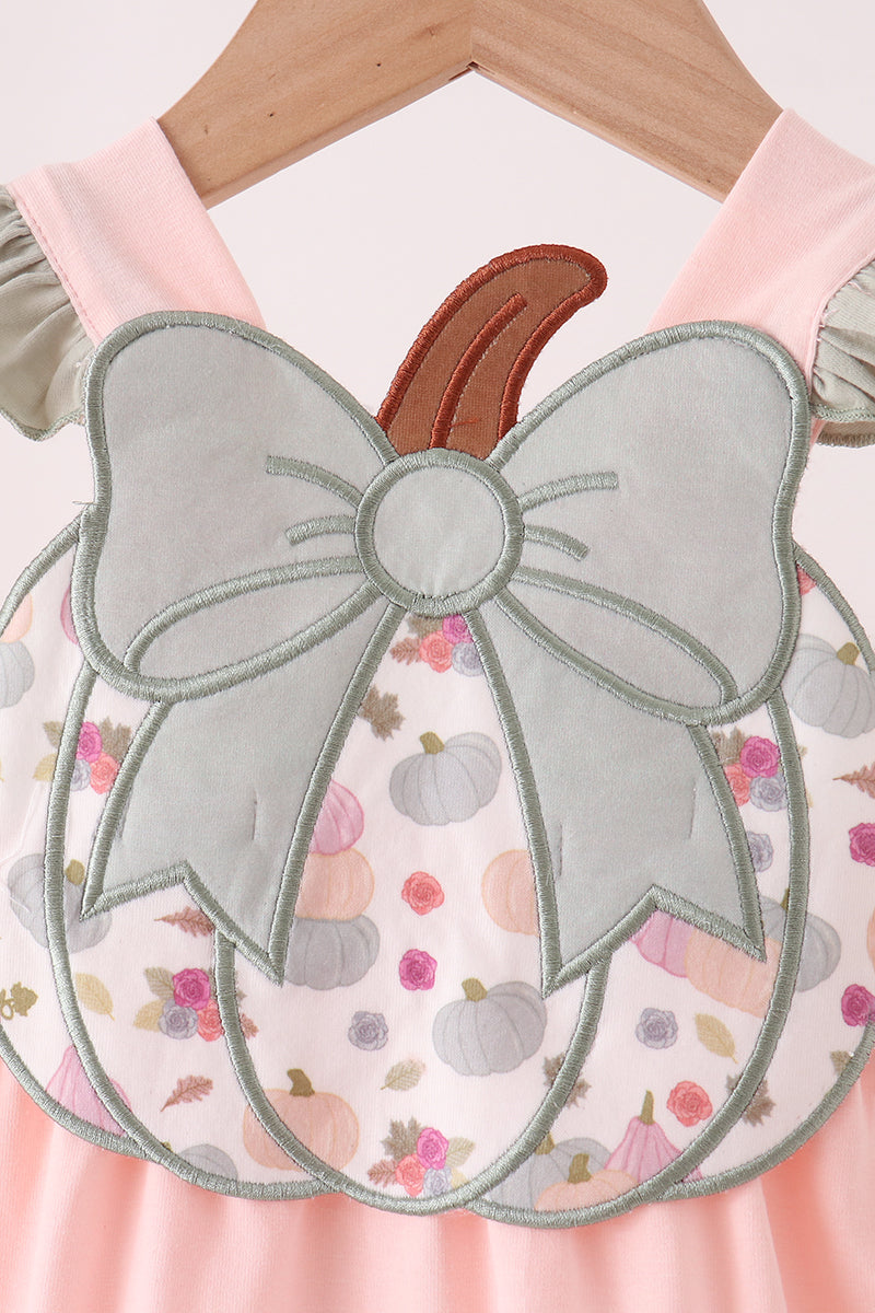 Pumpkin bow applique ruffle bubble