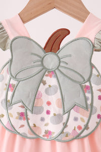 Pumpkin bow applique ruffle bubble