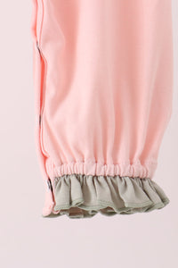 Pumpkin bow applique ruffle romper