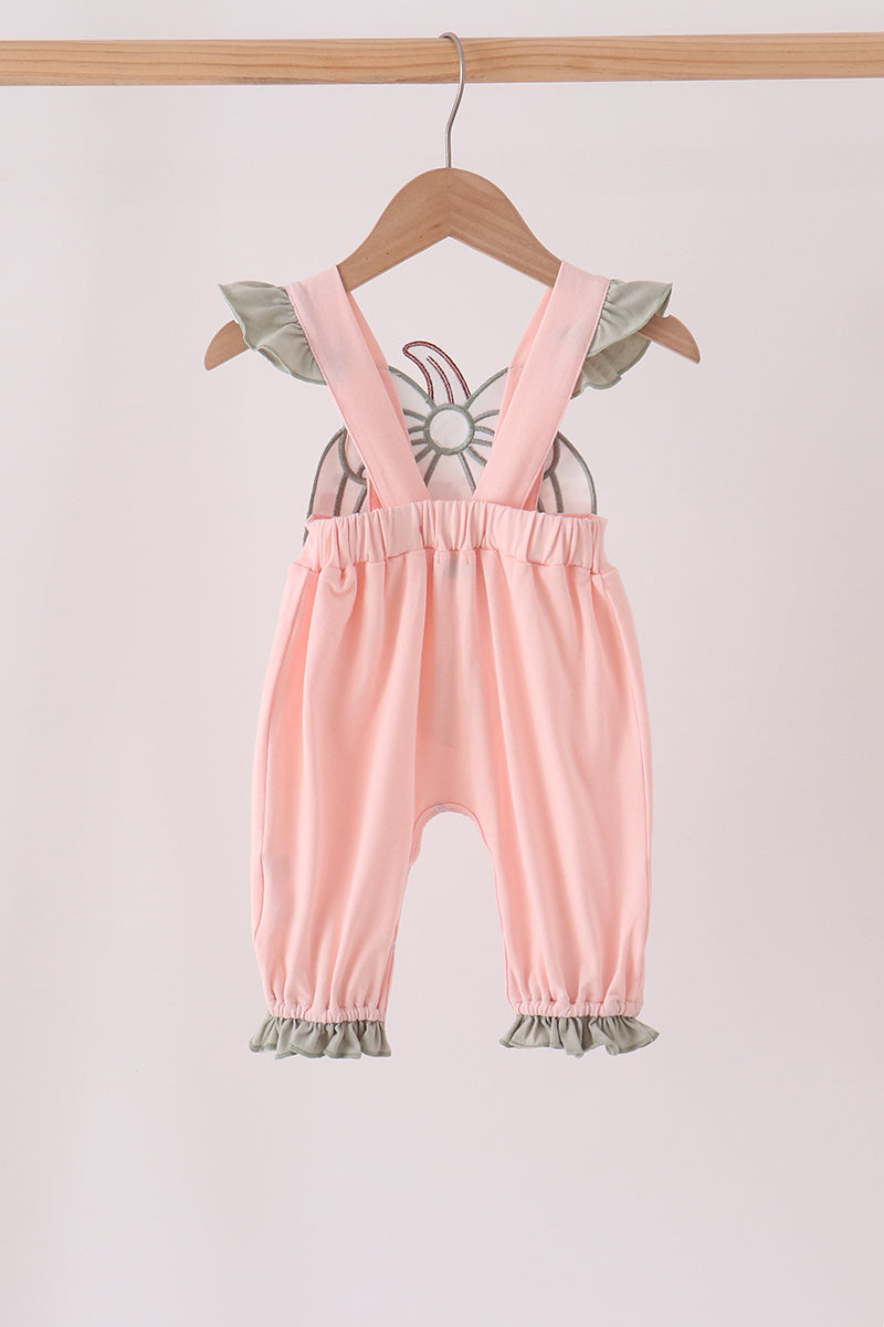 Pumpkin bow applique ruffle romper