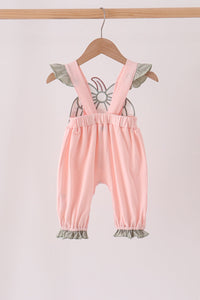 Pumpkin bow applique ruffle romper