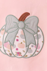 Pumpkin bow applique bloomer set