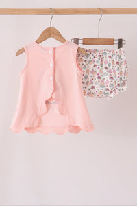 Pumpkin bow applique bloomer set