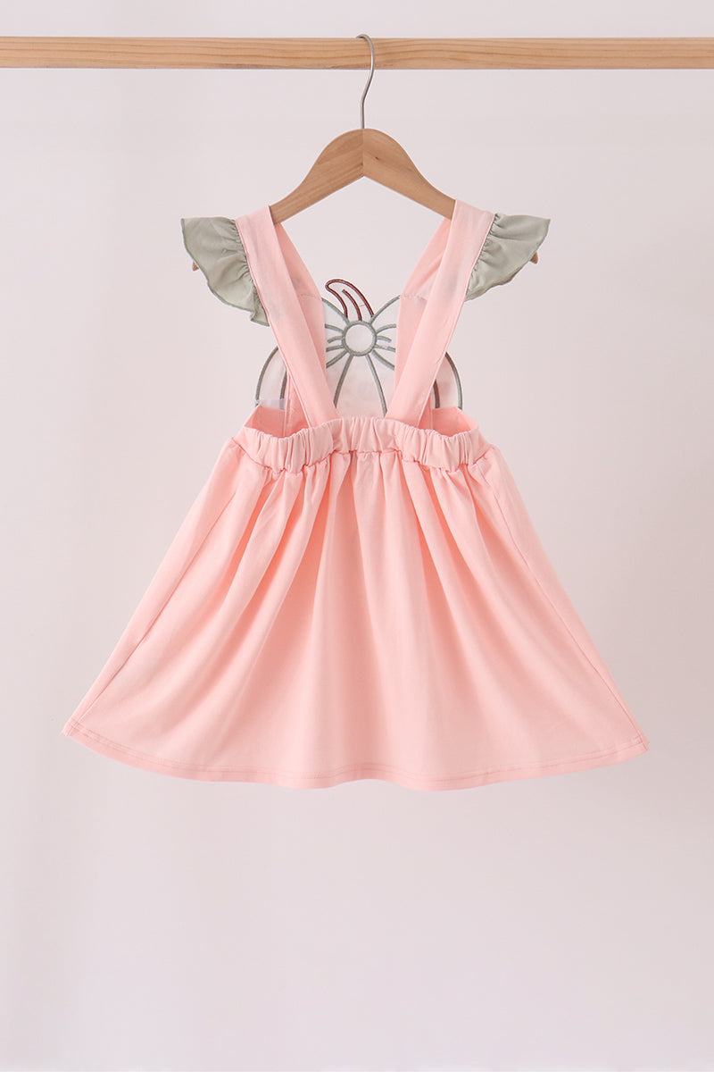 Pumpkin bow applique ruffle dress