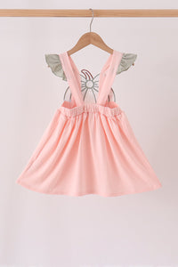 Pumpkin bow applique ruffle dress