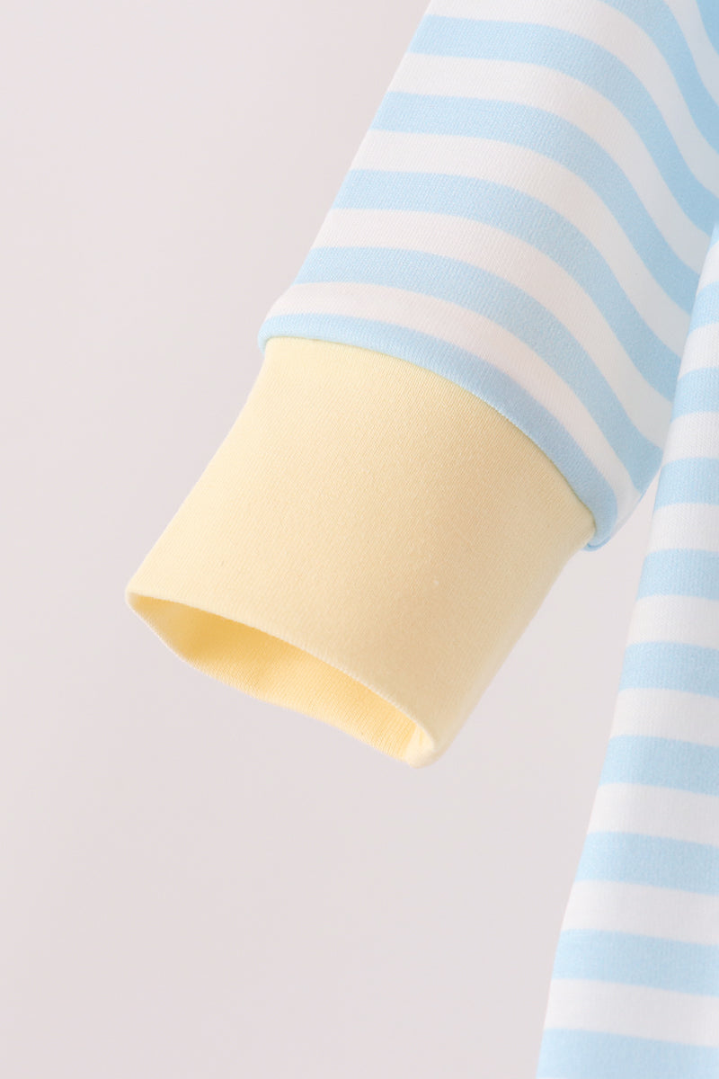 Airplane embroidery stripe romper