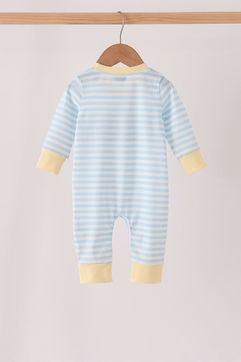 Airplane embroidery stripe romper