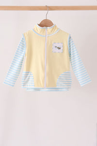 Airplane embroidery stripe vest set