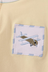 Airplane embroidery stripe vest set