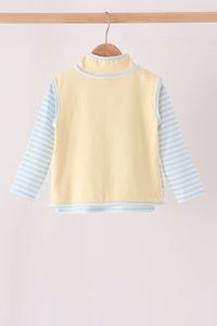 Airplane embroidery stripe vest set