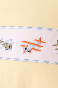 Airplane embroidery stripe pants set