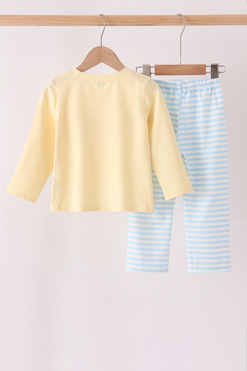 Airplane embroidery stripe pants set