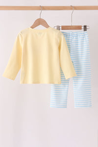 Airplane embroidery stripe pants set