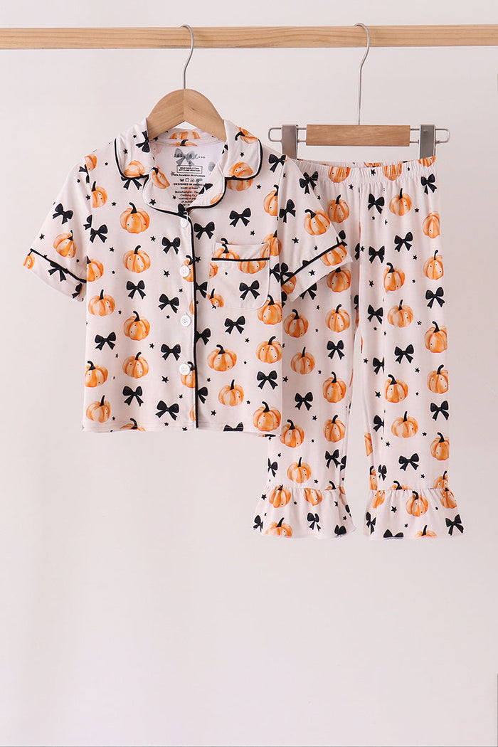 Pumpkin bamboo ruffle pajama set