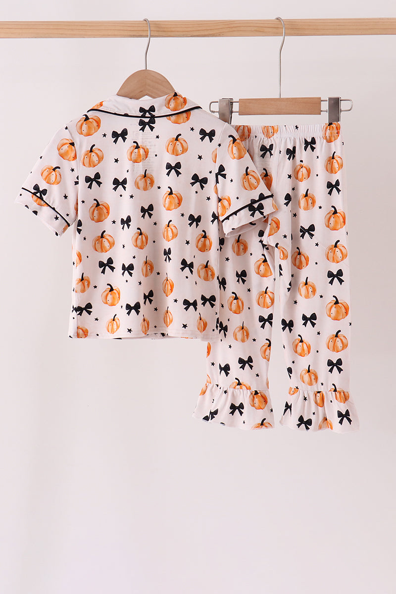 Pumpkin bamboo ruffle pajama set