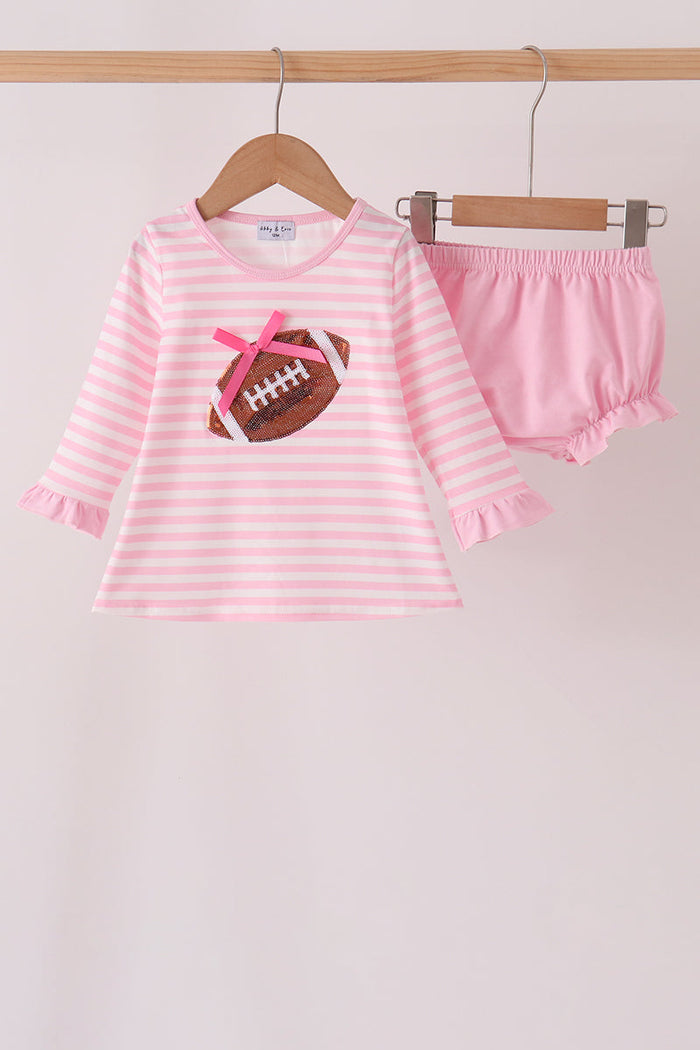 Football sequin stripe bloomer set
