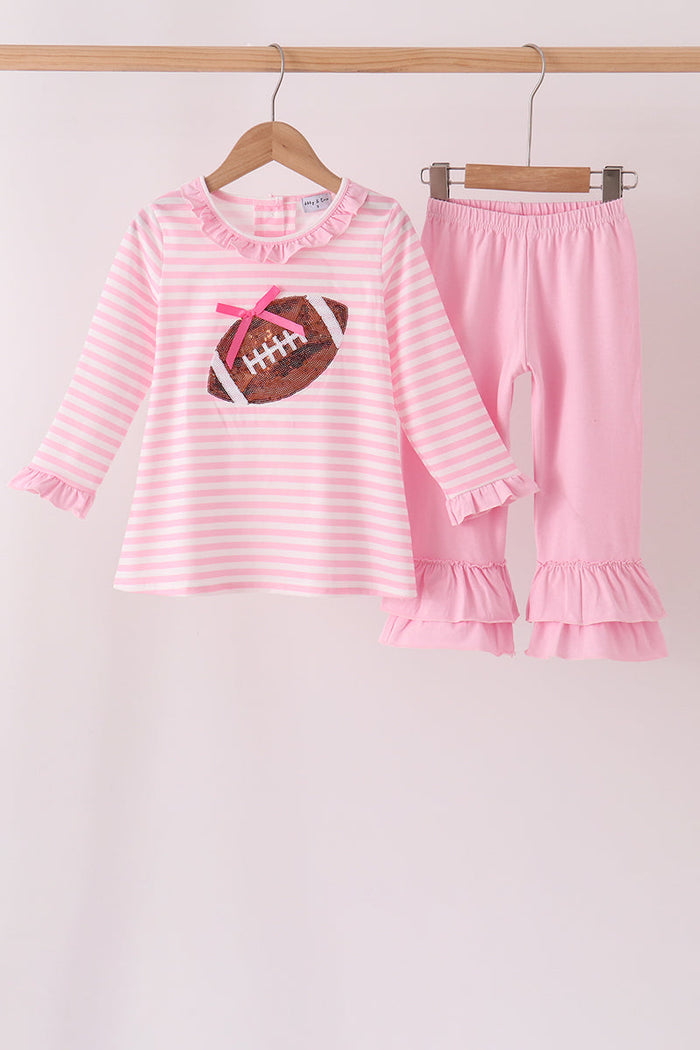 Football sequin stripe ruffle pants set