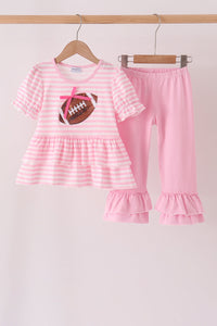 Football sequin stripe ruffle pants set