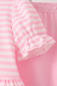 Football sequin stripe ruffle pants set