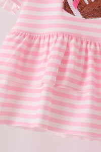 Football sequin stripe ruffle pants set