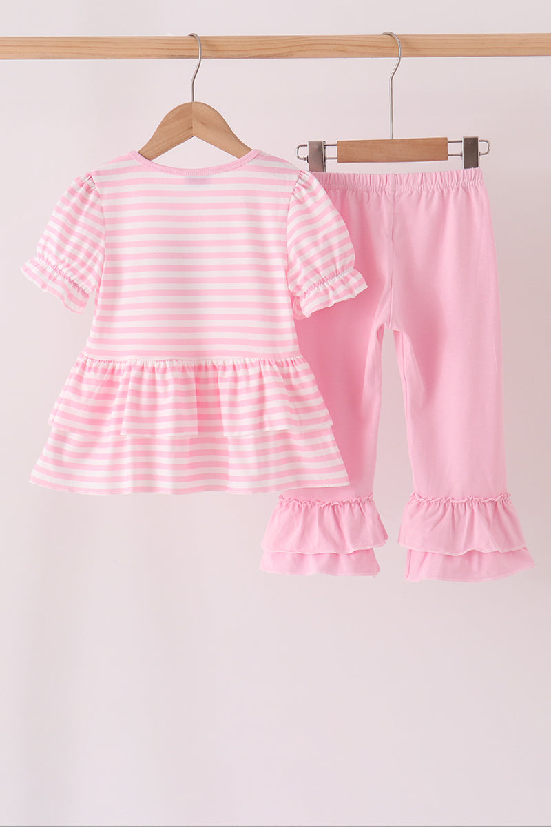 Football sequin stripe ruffle pants set