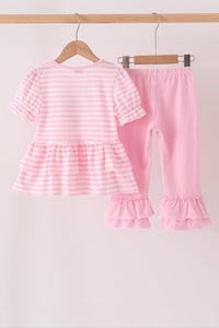 Football sequin stripe ruffle pants set