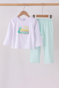Excavator french knot stripe pants set