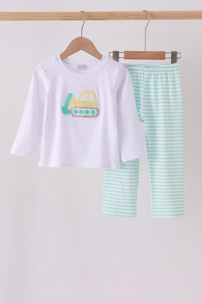 Excavator french knot stripe pants set