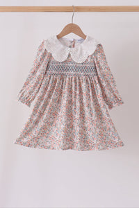 Floral smocked lace dress