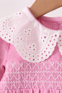 Corduroy lace smocked bubble