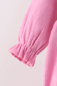 Corduroy lace smocked bubble