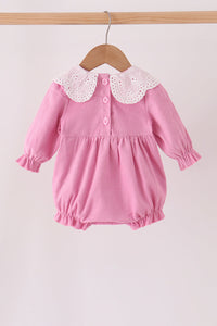 Corduroy lace smocked bubble