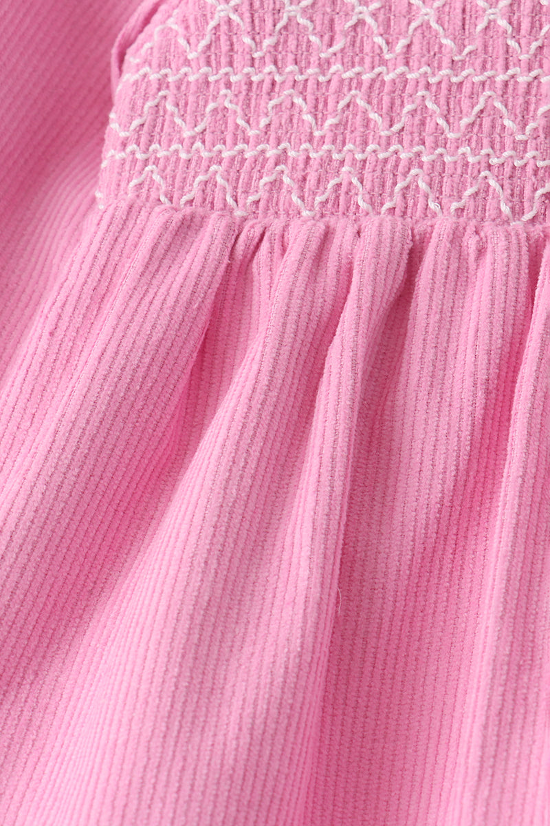 Corduroy lace smocked bloomer set