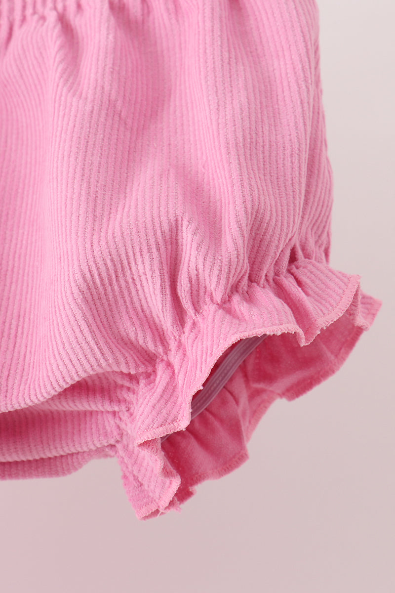 Corduroy lace smocked bloomer set