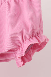 Corduroy lace smocked bloomer set
