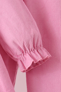 Corduroy lace smocked ruffle pants set