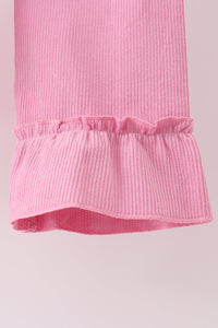 Corduroy lace smocked ruffle pants set