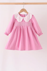 Corduroy lace smocked dress