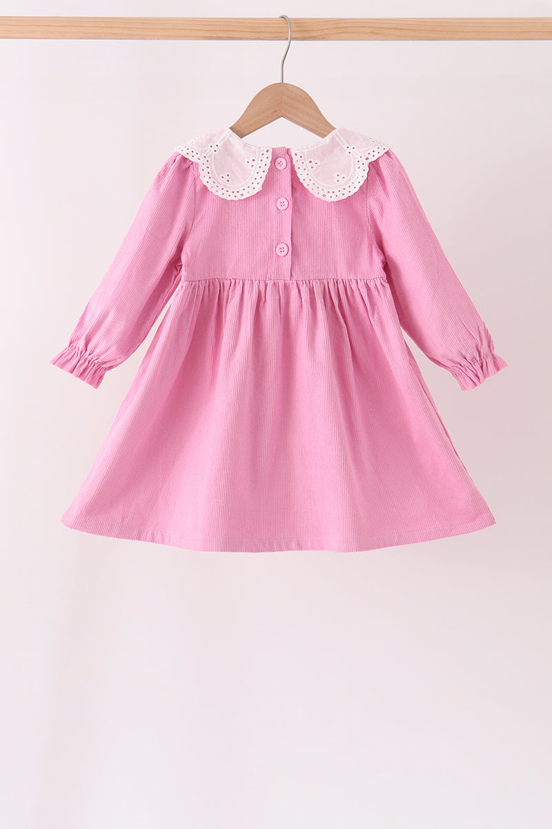 Corduroy lace smocked dress