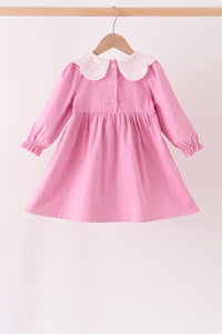 Corduroy lace smocked dress