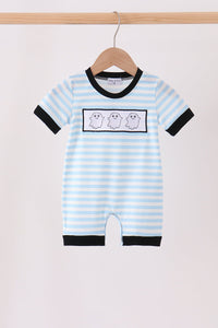 Ghost Embroidery Stripe Romper