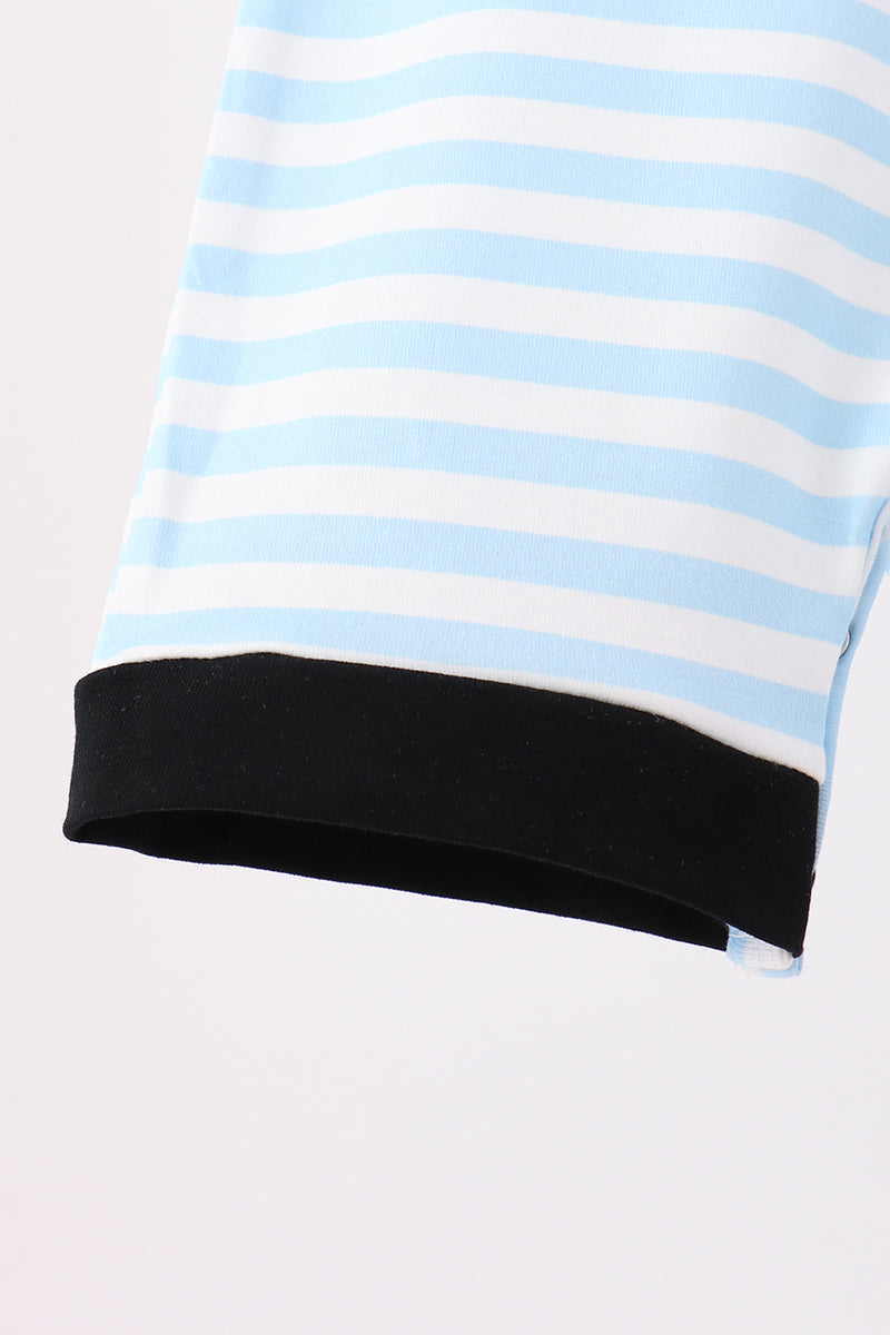 Ghost Embroidery Stripe Romper