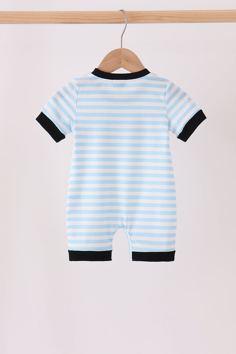 Ghost Embroidery Stripe Romper