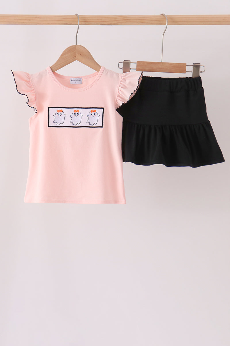 Ghost Embroidery Ruffle Skorts Set