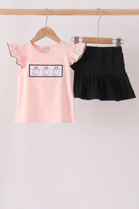 Ghost Embroidery Ruffle Skorts Set
