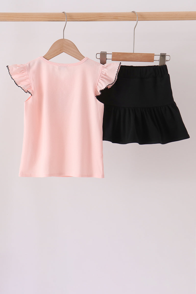 Ghost Embroidery Ruffle Skorts Set