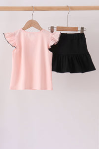 Ghost Embroidery Ruffle Skorts Set